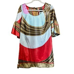 Karlie Dress Medium Multicolor Shimmer Abstract Artsy Print Party Cocktail Retro